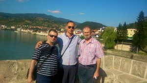 Me with friends on famous bridge on Drina river